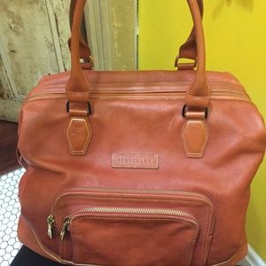 Longchamp Legende Brown Leather Satchel Bag EUC